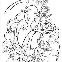 Pumbaa and Timon's Wild Horse Ride coloring page