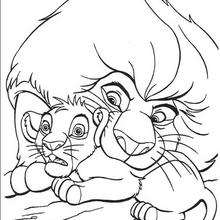 Mufasa Protects Simba coloring page