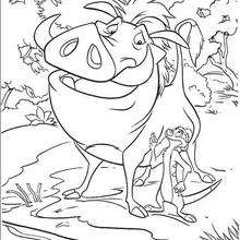 Happy Pumbaa coloring page