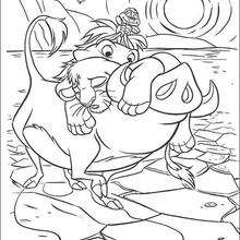 Timon and Pumbaa Rescue Simba coloring page