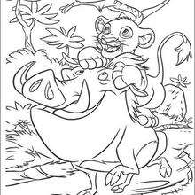 Simba, Timon and Pumbaa Play coloring page