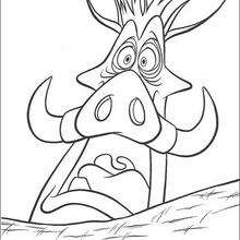 Pumbaa is affraid - Coloring page - DISNEY coloring pages - The Lion King coloring pages