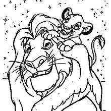Simba with his father - Coloring page - DISNEY coloring pages - The Lion King coloring pages