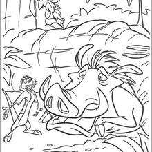 Pumbaa looks affraid - Coloring page - DISNEY coloring pages - The Lion King coloring pages