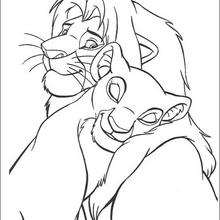 Sweet Simba and Nala coloring page