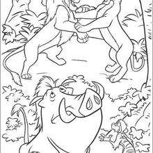 Simba dancing with Nala - Coloring page - DISNEY coloring pages - The Lion King coloring pages
