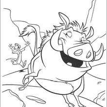 Timon Chasing Pumbaa coloring page