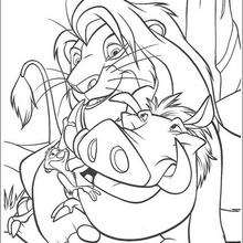 Simba, Timon and Pumbaa Together coloring page