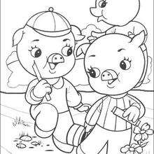 3 Little Pigs Together coloring page
