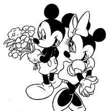 Mickey Mouse and Minnie Mouse in love coloring page