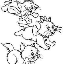 The Aristocats kittens: Marie, Berlioz and Toulouse coloring page