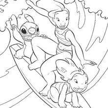 Lilo and Stitch surfing - Coloring page - DISNEY coloring pages - Lilo and Stitch coloring pages
