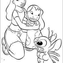 Lilo, her mummy and Stitch - Coloring page - DISNEY coloring pages - Lilo and Stitch coloring pages