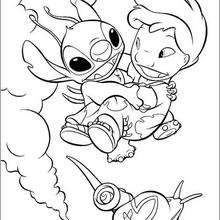 Lilo flying with Stitch - Coloring page - DISNEY coloring pages - Lilo and Stitch coloring pages