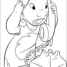 Lilo on the phone - Coloring page - DISNEY coloring pages - Lilo and Stitch coloring pages