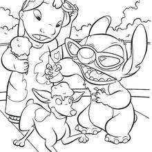Lilo and Stitch eating an ice cream - Coloring page - DISNEY coloring pages - Lilo and Stitch coloring pages