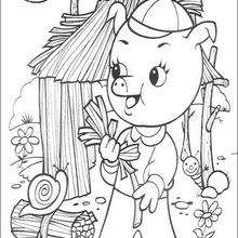 Fifer building his Straw House coloring page