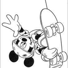 Mickey Mouse is skating coloring page