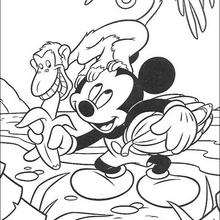 Mickey Mouse and the monkey coloring page