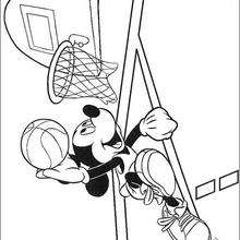 Mickey Mouse is playing basketball coloring page