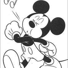 Whistling Mickey Mouse coloring page