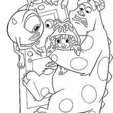 Mike, Sulley and Boo coloring page