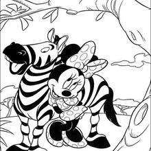 Minnie Mouse with a zebra coloring page