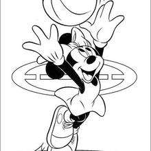 Minnie Mouse playing basketball coloring page