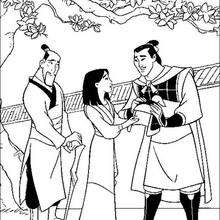 Mulan, Li Shang and Fa Zhou coloring page