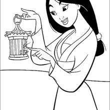 Mulan and her lucky pet Cri-Kee - Coloring page - DISNEY coloring pages - Mulan coloring pages