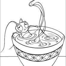 Cri-Kee having a bath - Coloring page - DISNEY coloring pages - Mulan coloring pages