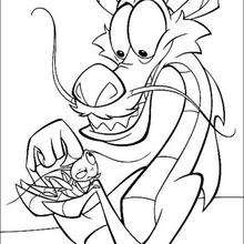 The guardian of the Fa family Mushu and Cri-Kee coloring page
