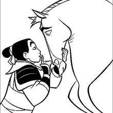 Mulan's handsome black stallion Khan coloring page