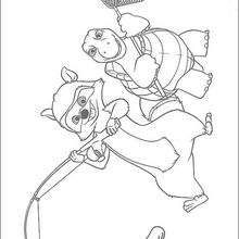 Verne the turtle and RJ the raccoon coloring page