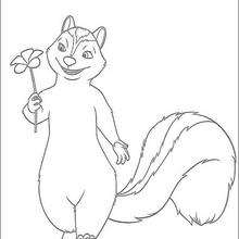 Stella the skunk with a flower - Coloring page - DISNEY coloring pages - Over the Hedge coloring book pages