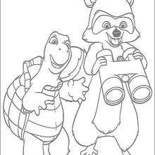 RJ and Verne looking through binoculars - Coloring page - DISNEY coloring pages - Over the Hedge coloring book pages