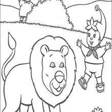 Noddy Scares Away a Lion coloring page