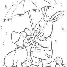 Bumpy Dog and Rabbit coloring page