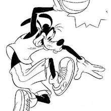 Goofy playing basketball coloring page