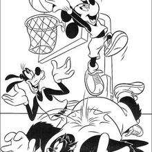 Basketball match Mickey Mouse and Goofy Goof - Coloring page - DISNEY coloring pages - Mickey Mouse coloring pages
