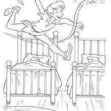 Peter Pan catching Tinkerbell coloring page