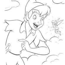 Peter Pan and Tinkerbell - Coloring page - DISNEY coloring pages - Peter Pan coloring pages