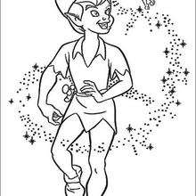Peter Pan with Tinkerbell - Coloring page - DISNEY coloring pages - Peter Pan coloring pages