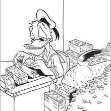 Donald Duck's dollars coloring page