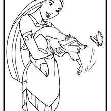 Pocahontas Holds Meeko coloring page