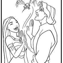 Pocahontas Laughing at Flit coloring page