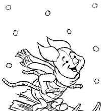 Piglet is skiing - Coloring page - DISNEY coloring pages - Winnie The Pooh coloring pages