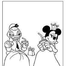Princesses Daisy Duck and Minnie mouse coloring page