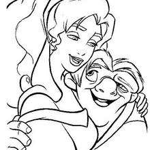 Esmeralda Hugs Quasimodo coloring page