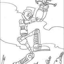 Robots flying - Coloring page - MOVIE coloring pages - ROBOTS coloring pages - Rodney the Robot coloring pages